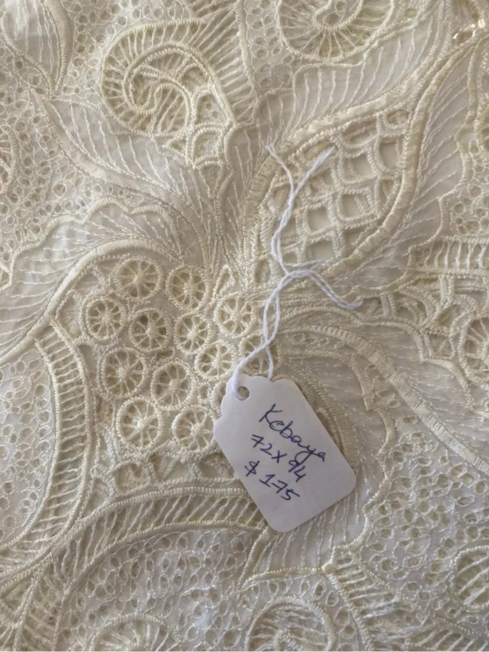 Vintage Tablecloth 72”x94” ecru/ cream